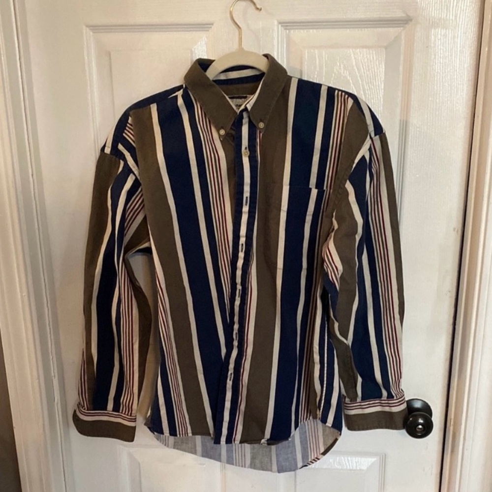 Supreme Blue and Brown Casual Button Down Shirt